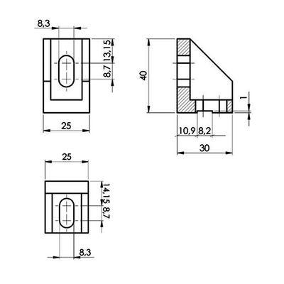 55-131-1 MODULAR SOLUTIONS METALLIC ANODIZED ALUMINUM SLIDING RAIL SUPPORT BRACKET INCLUDING HARDWARE